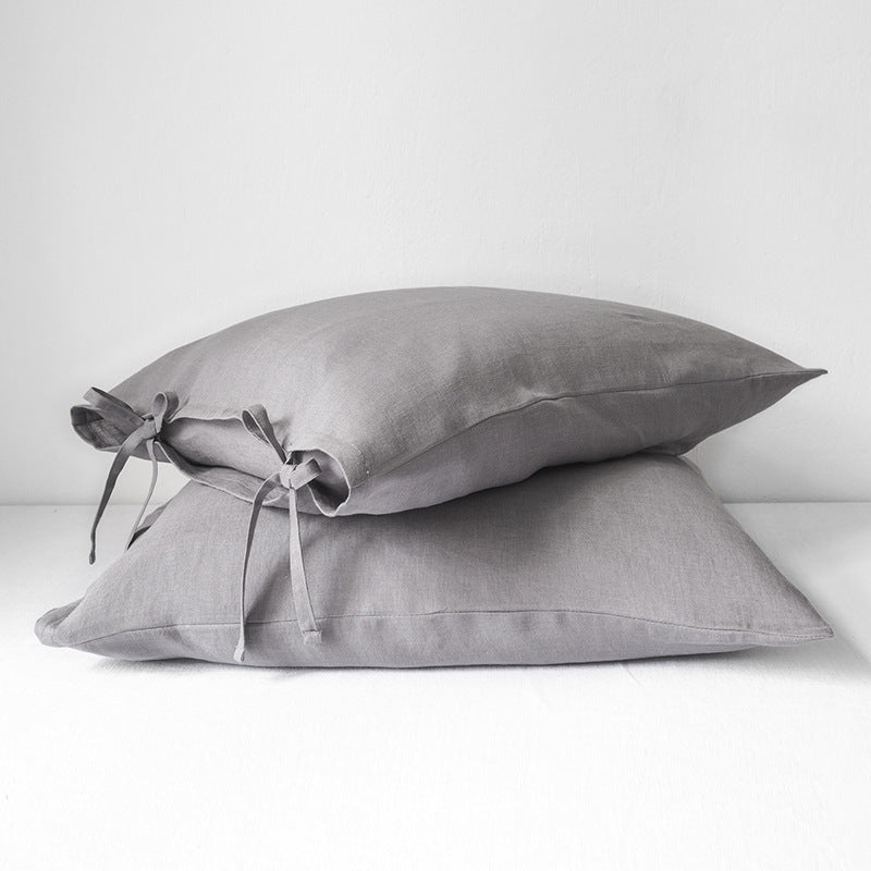 Linen Pillow with Tie Straps Spring/Summer Solid Color
