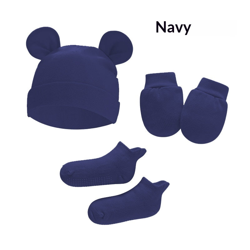 Chapeau nouveau-né Mittens et chaussettes avec des chaussures en caoutchouc