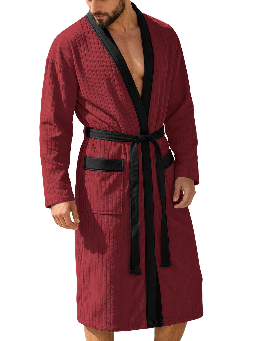 Ceinture longue Jacquard pour homme souple à couleur solide