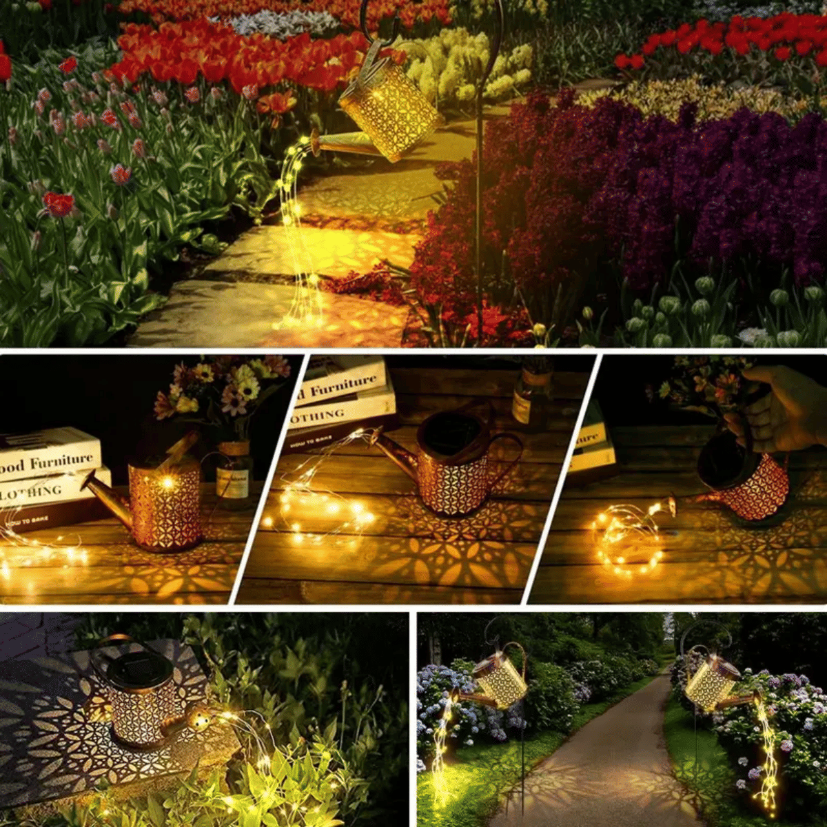 L'arrosage solaire extérieur peut avec lumières Jardin Décor Grandes lanternes solaires suspendu W