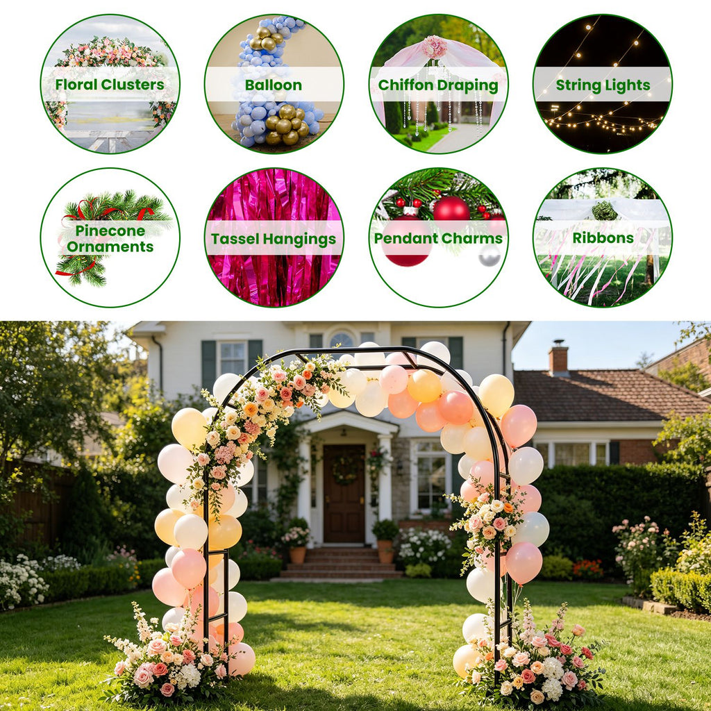 2Pcs ou 1Pcs Options 7.87Ft H X 4.59Ft W Arches de jardin en métal réglable Bricolage extérieur Trelli