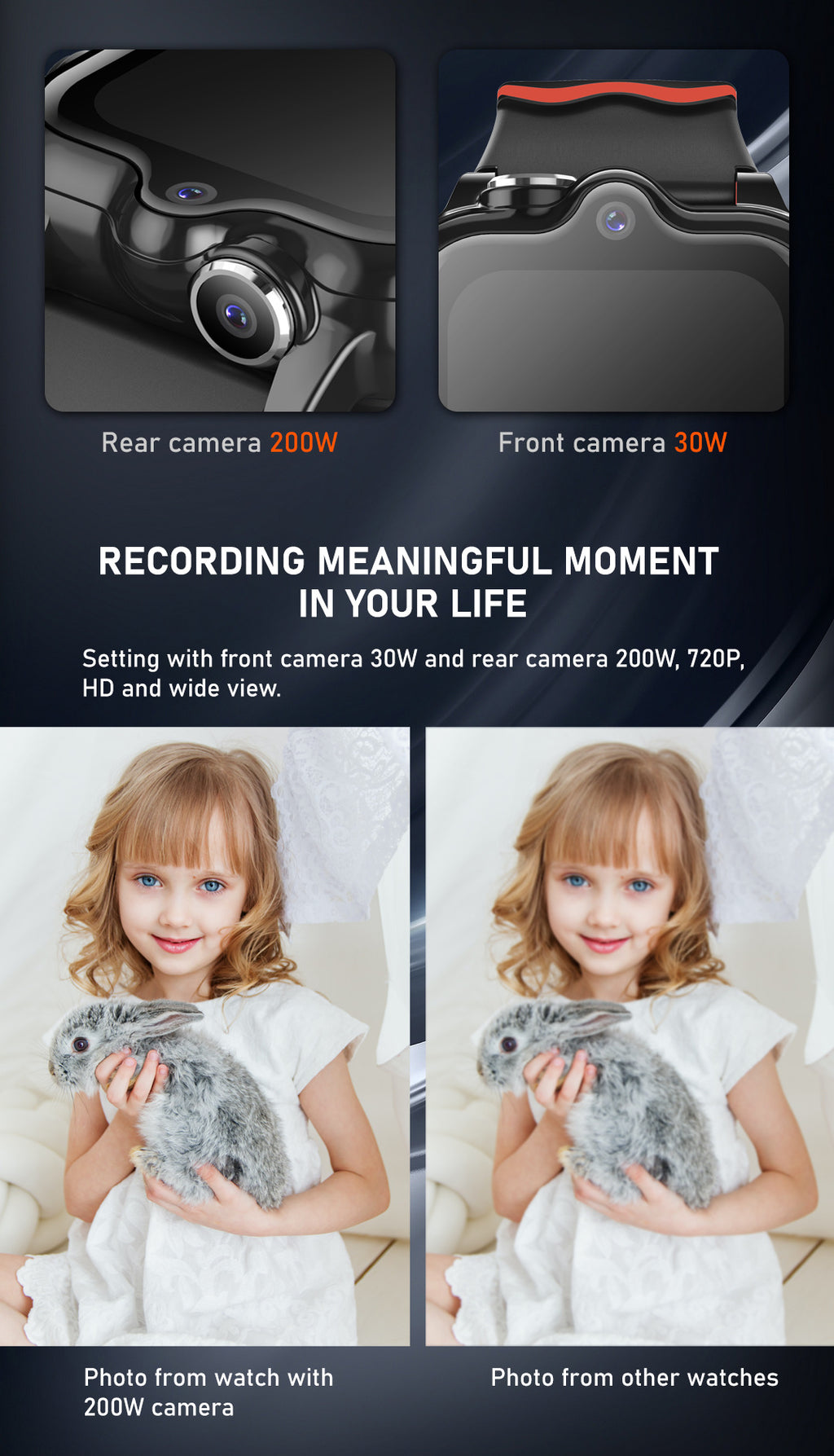Téléphone pour enfants Smart Watch Video Positionnement GPS Photographie Imperméable Comptement étape