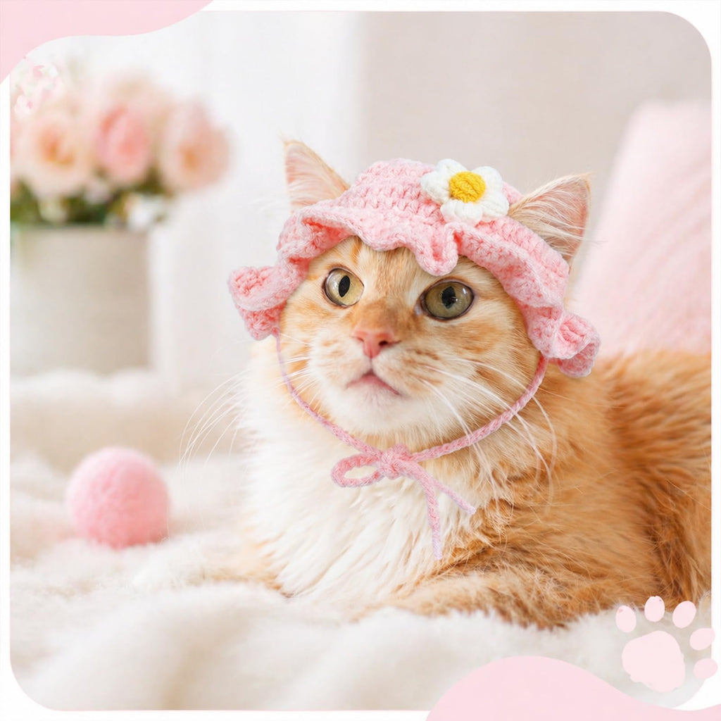 2Pcs Crochet chapeaux de chat tricoté chapeau de chat fraise et grenouille chapeau mignon tricoté chat