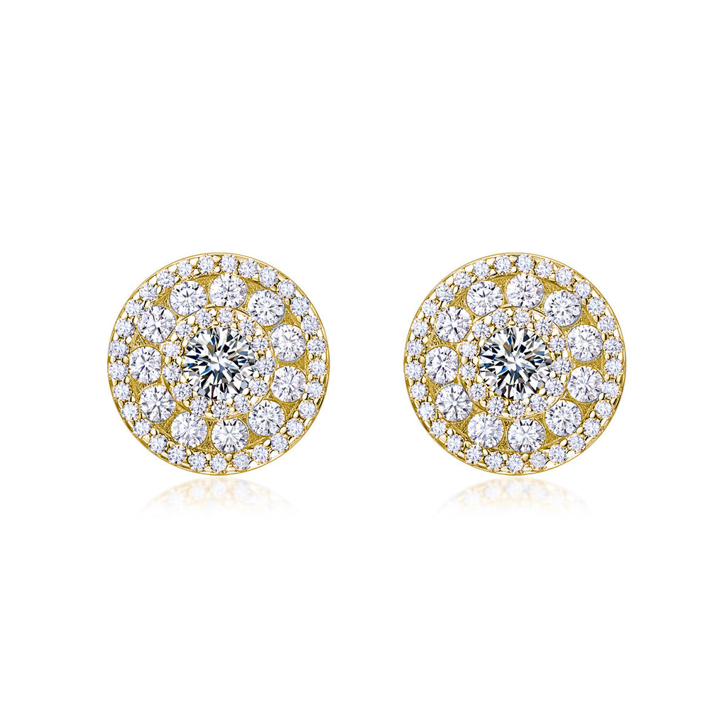 S925 Boucles d'oreilles rondes en argent sterling Halo Sterling