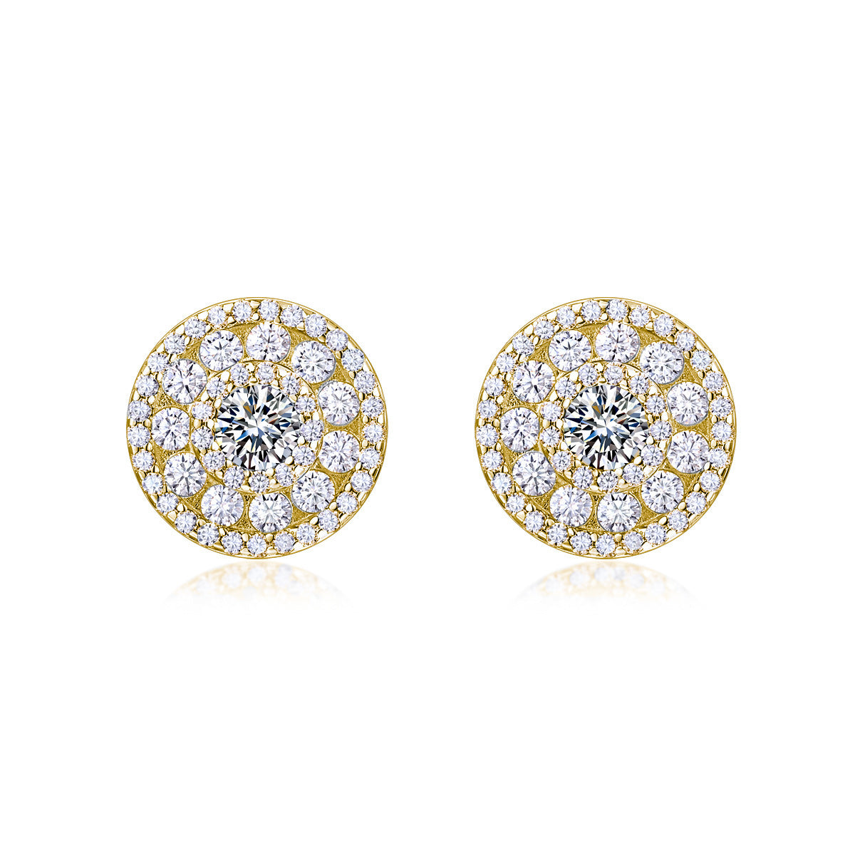 S925 Boucles d'oreilles rondes en argent sterling Halo Sterling