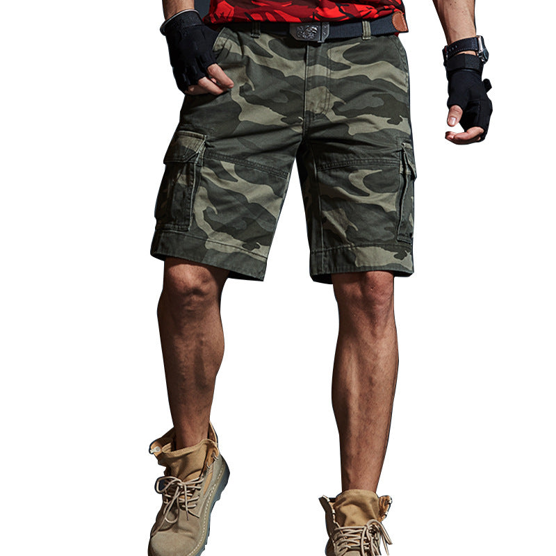 Pantalons d'été mi-longueur Trendy Brand Loose-fit Hommes Camouflage vert pour l'été
