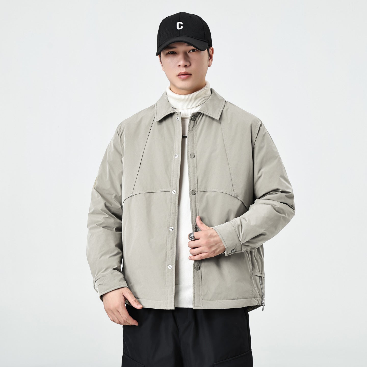 Automnehiver Hommes Lapel Coatsimple et chaud