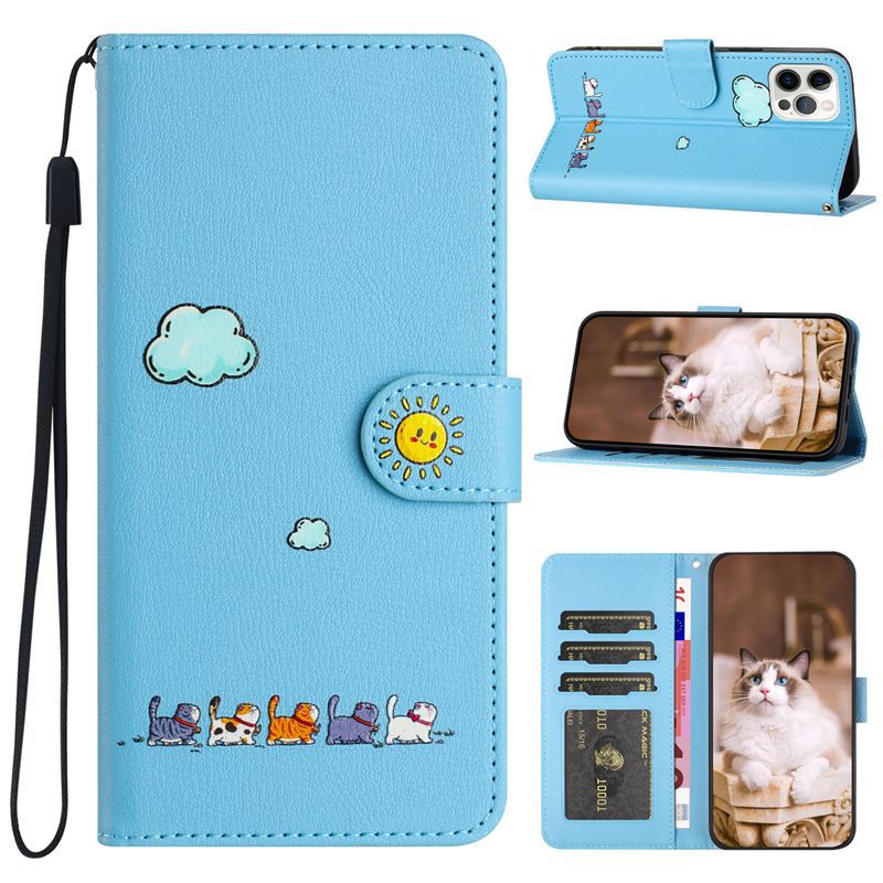 Fashion Cartoon Peint Cover Flip Card Holder