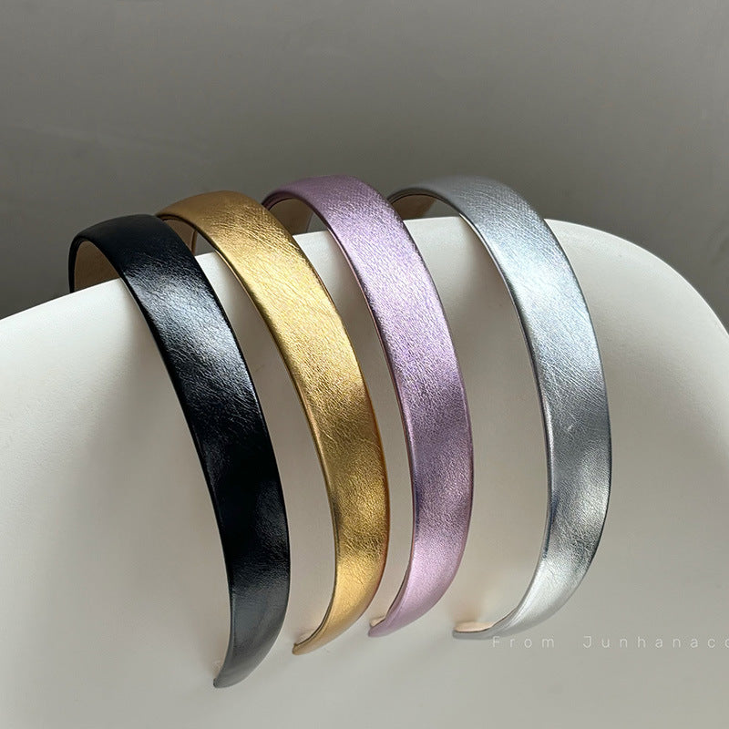 Silver Shiny Thin Surface Hair Hoop for Women