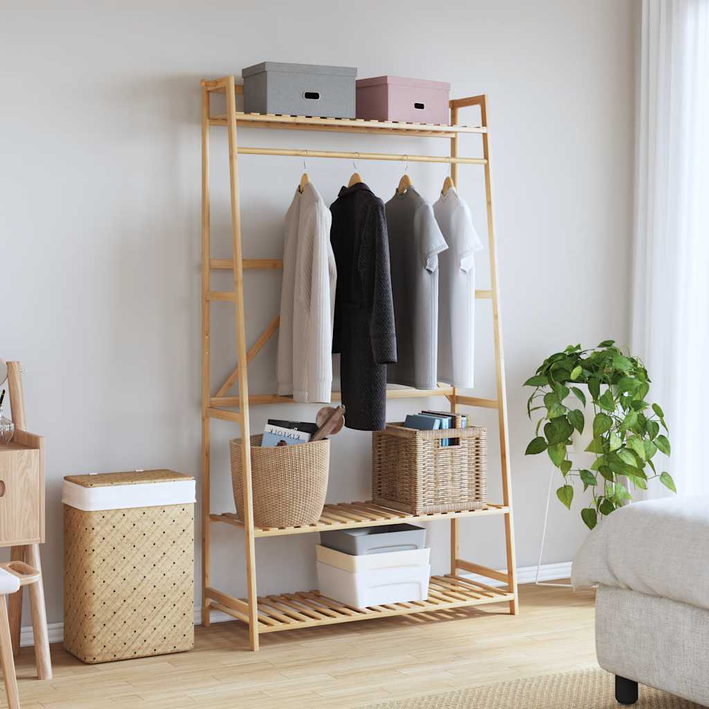 Sac de vêtements avec étagères 110x40x180 cm Bambou