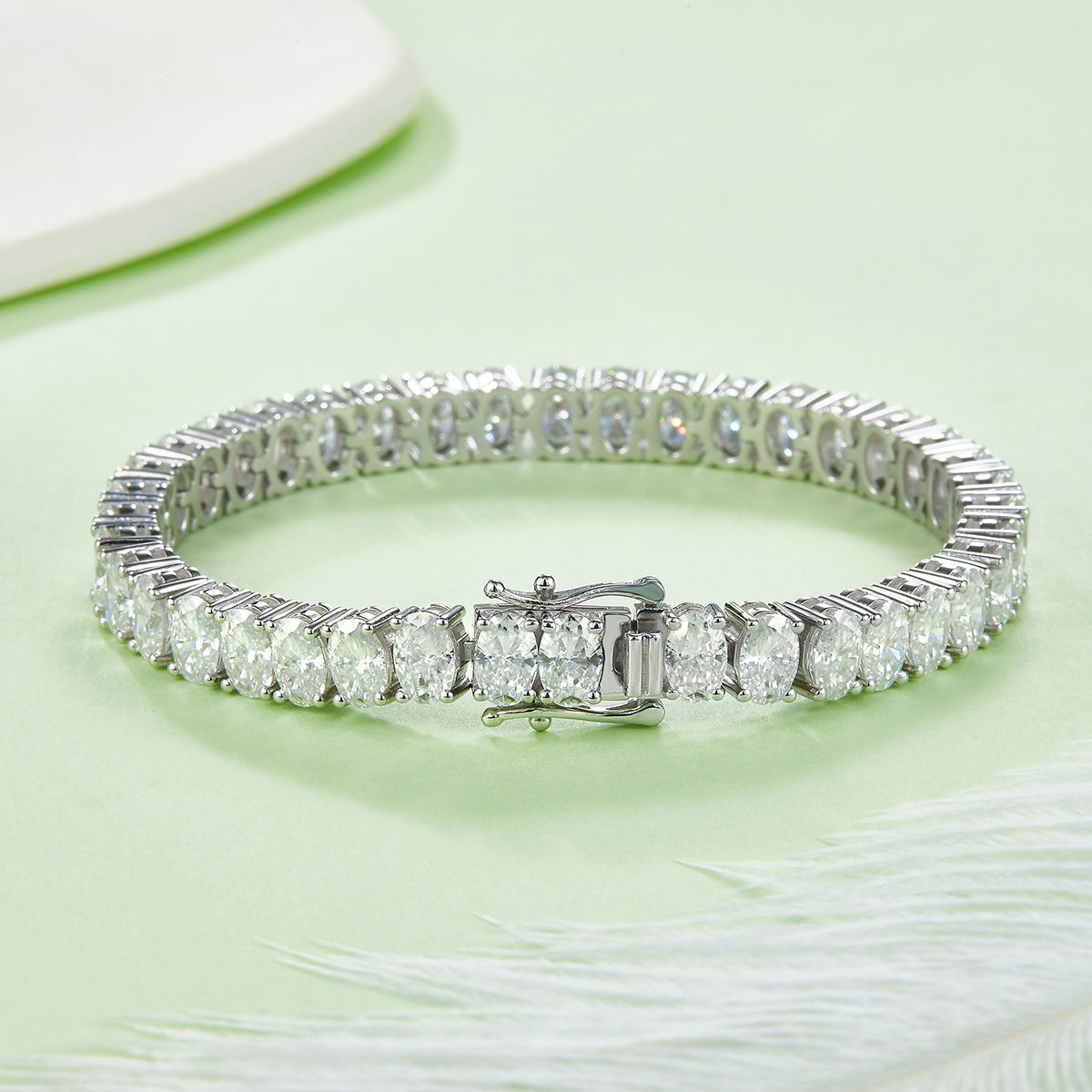S925 Argent Sterling 6x4mm Oval Cut Moissanite Bracelet de tennis D Couleur VVS1 16-18-20cm GRA