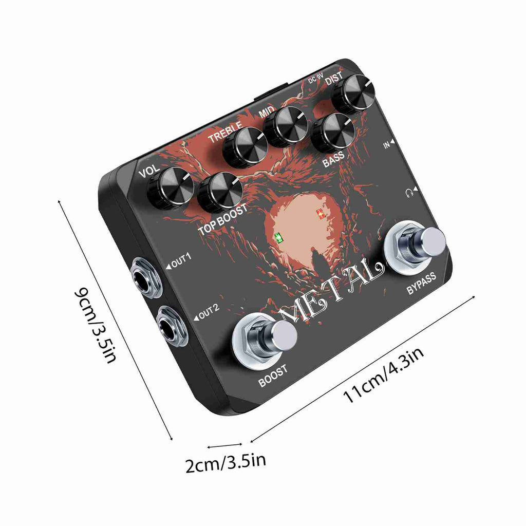 Effet de guitare en métal Pedal Traditional Metal Sound 80s/90 Sortie casque TREBLE/MID/BASS