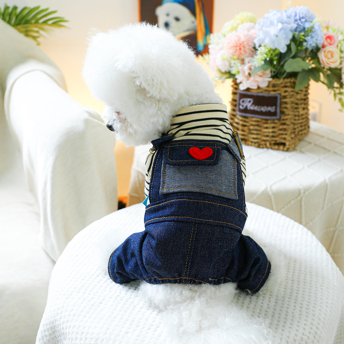 Chien de vêtements pour animaux de compagnie 4 pieds coeur Vintage