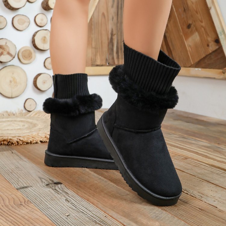 Bottes de neige éparpillées en polaire pour femmes