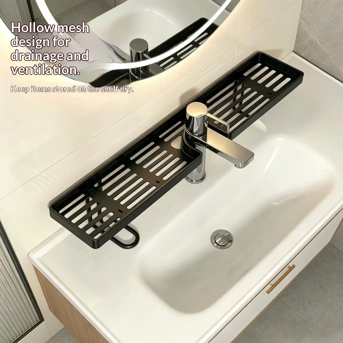 Robinet de toilette Rack Salle de bain Sink Rack Laver les mains Piscine Pas de perforation Asphalt Rack Salle de bain