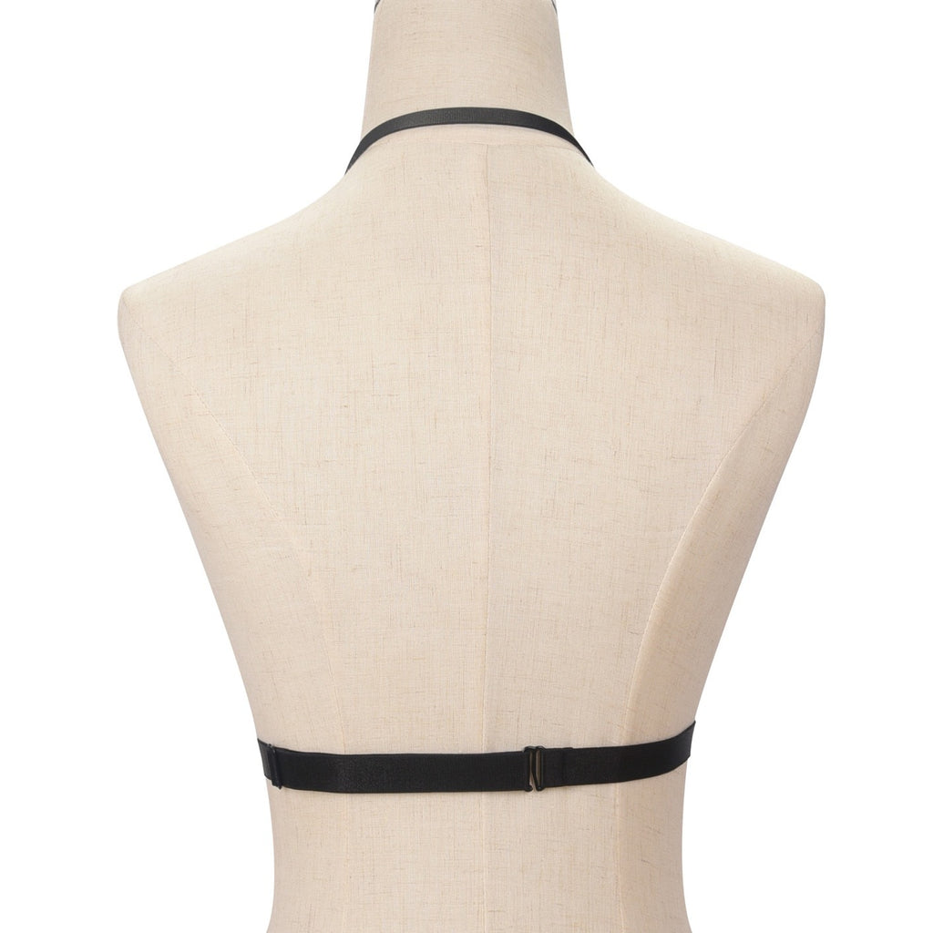 Femmes Noir Sexy Hollowed-Out Strappy Sous-vêtements Halter Chaîne du corps pour Outwear