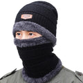 Chapeau d'hiver Protection de l'oreille chaude des hommes Chapeau tricoté en polaire Écharpe épaissée Ensemble de deux pièces