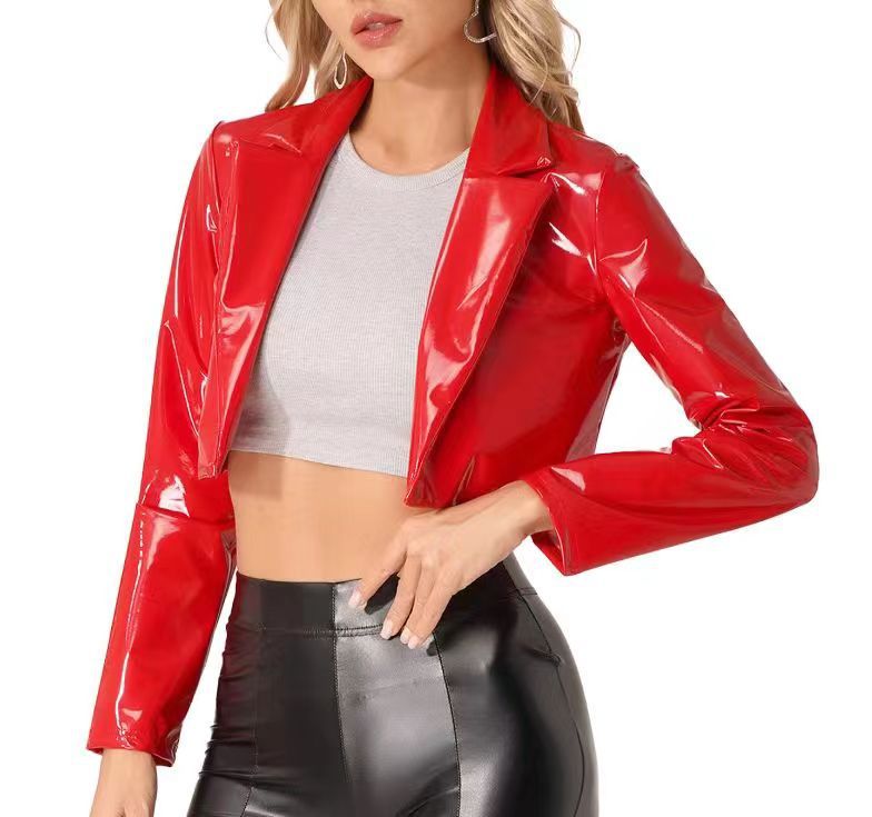 Veste européenne et américaine court moto Midriff Outfit Coat