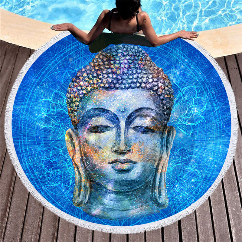 Serviette de plage ronde statue de Bouddha indien