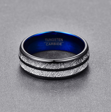 Bande de mariage 8mm Largeur Hommes Femmes Anneaux Accessoires Noir Bleu Tungstène Anneaux de carbure Coupe