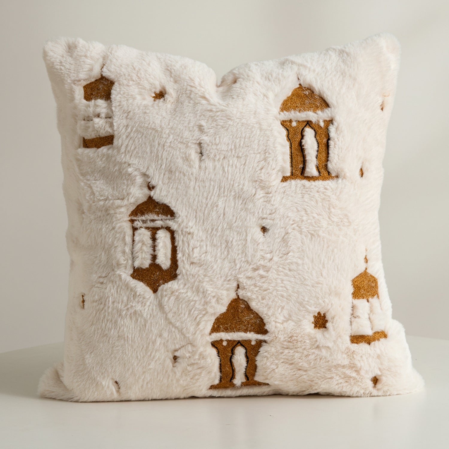 Tissu Bay Fenêtre Décor En peluche Canapé Jetez couvertures oreillers et housses de coussin