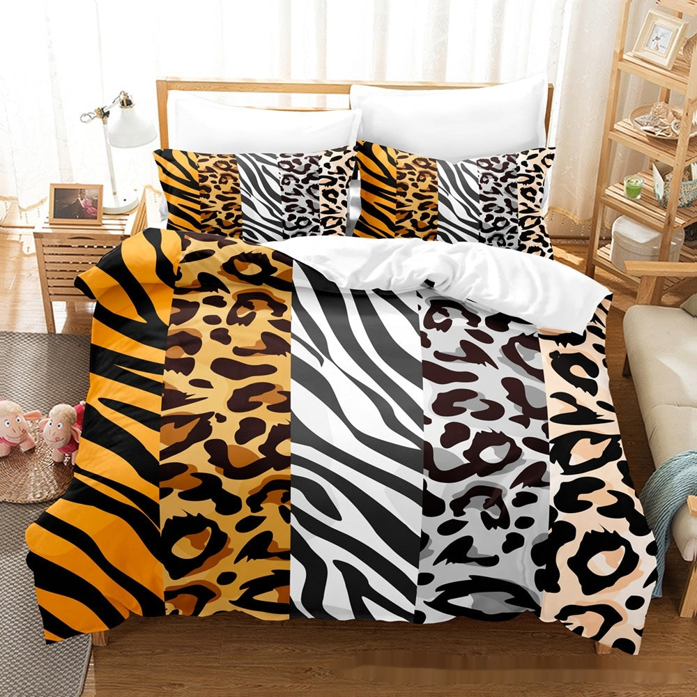 Imprimé Maison Textile Four animal Couverture de couettes en grain Étui Ensemble de trois pièces