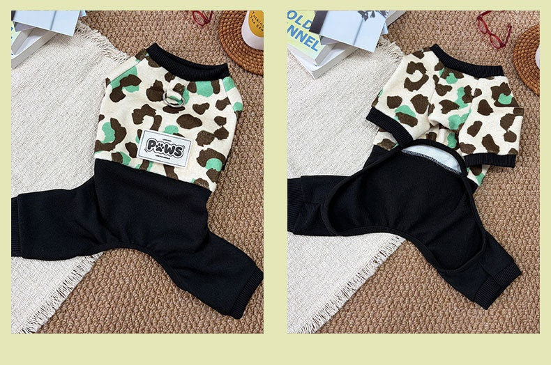 Costume de saut d'hiver chaud Leopard imprimé à quatre pattes épais