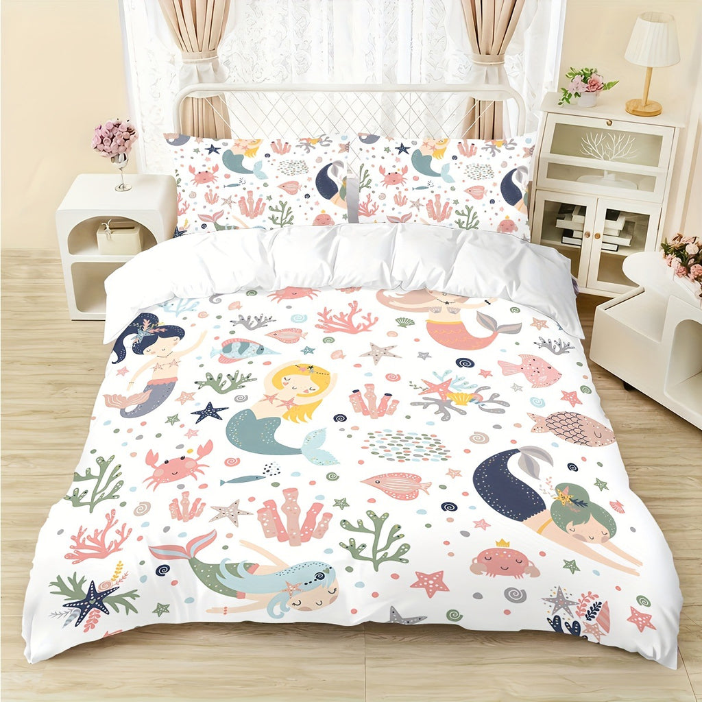 Feuille de lit à trois pièces à imprimé floral Quicksand