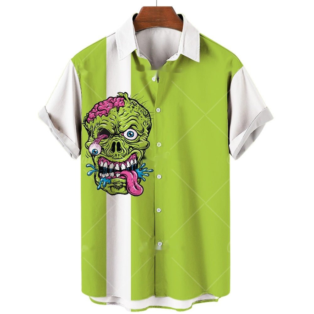Chemise Lapel 3D numérique à manches courtes homme