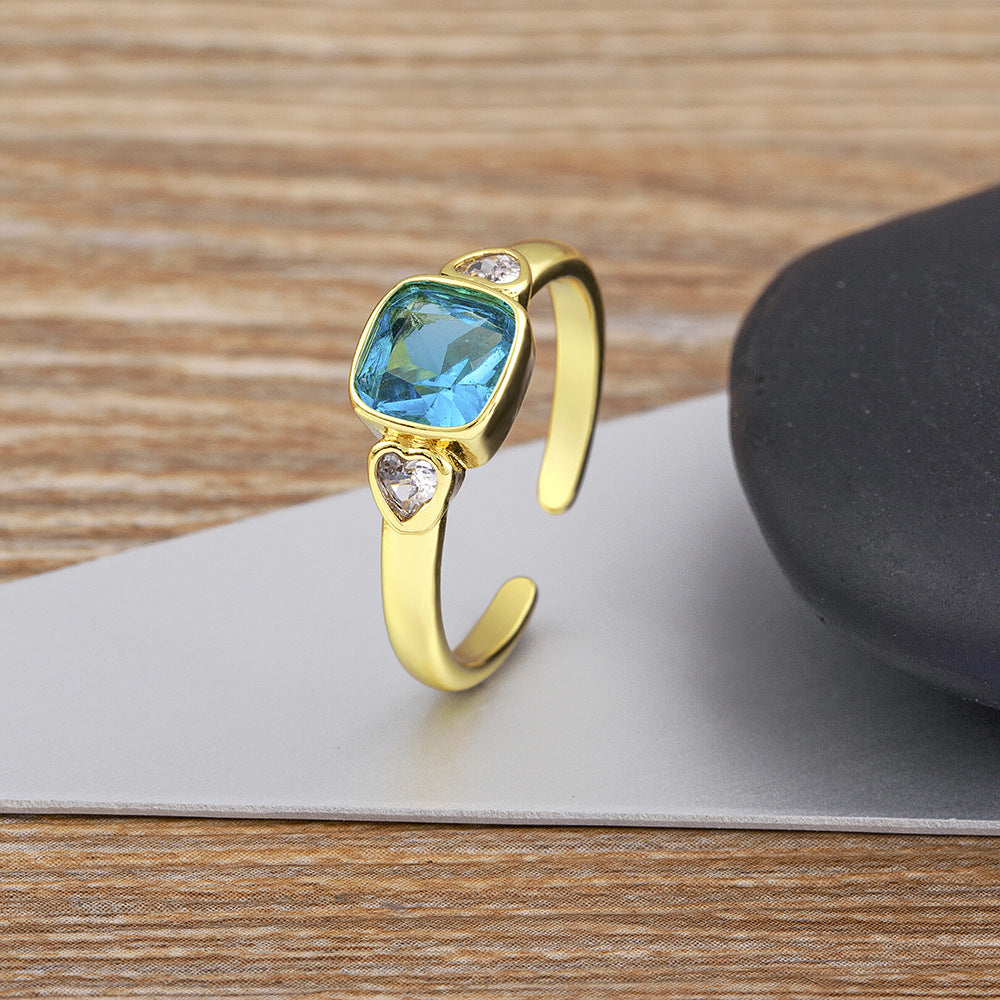 Élégant anneau de diamant en forme de cœur micro-pave pour les femmes
