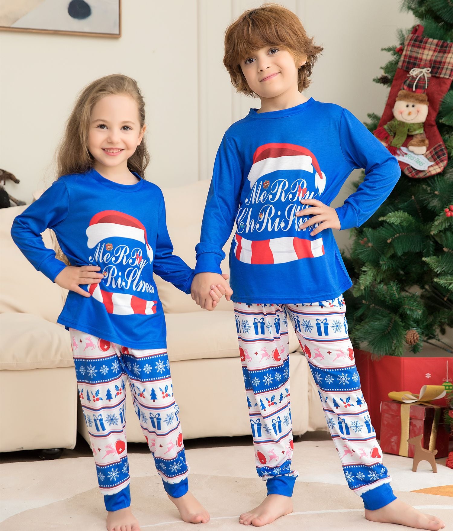 Ensembles de pyjama de famille assortis PJ de Noël Imprimer le top et pantalons en Plaid Jammies Sommeil