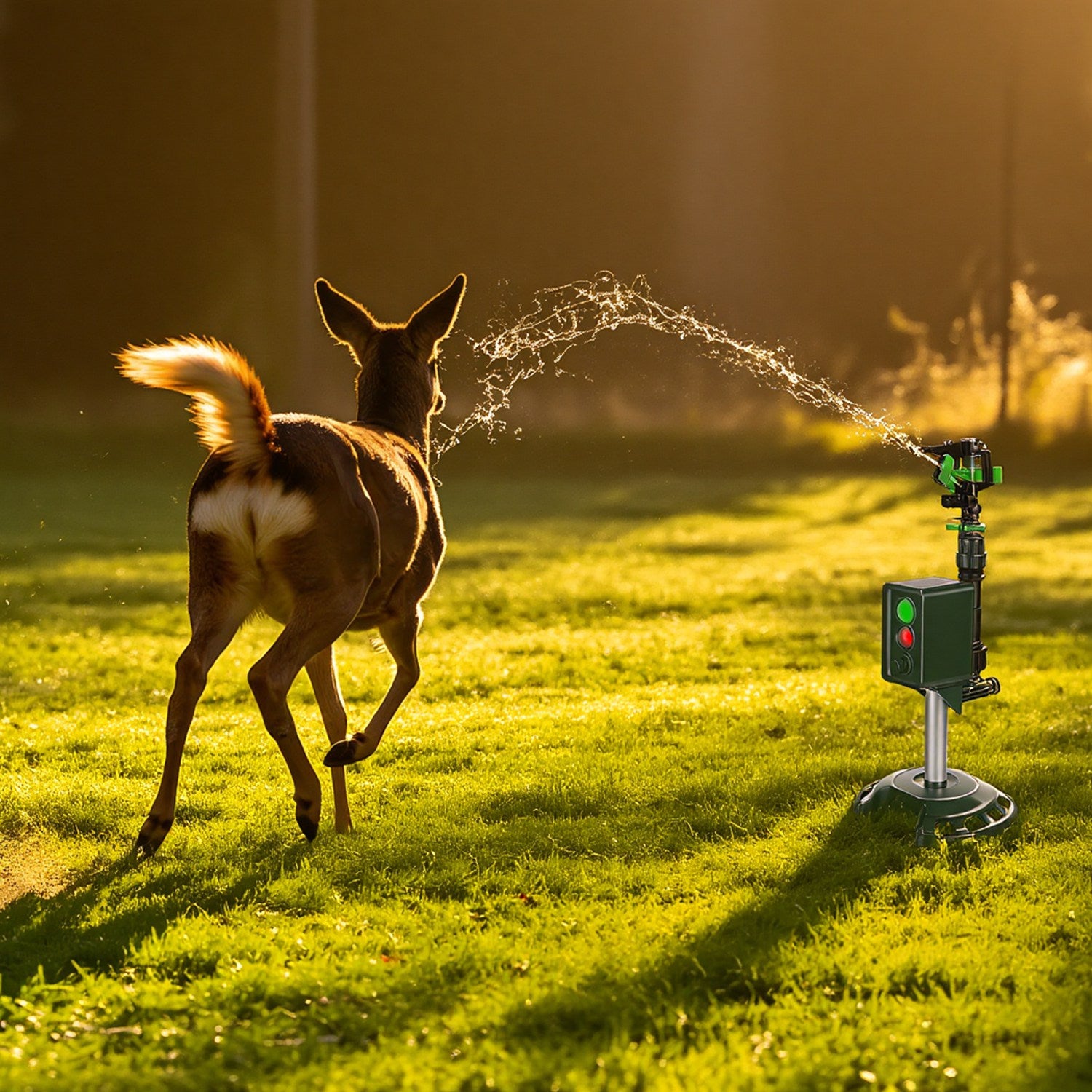 Capteur de mouvement à énergie solaire Sprinkler d'origine animale avec lumière clignotante animal extérieur