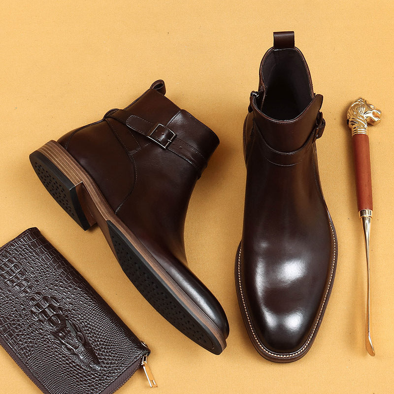 Bottes de cheville formelle d'affaires avec doublure en cuir véritable
