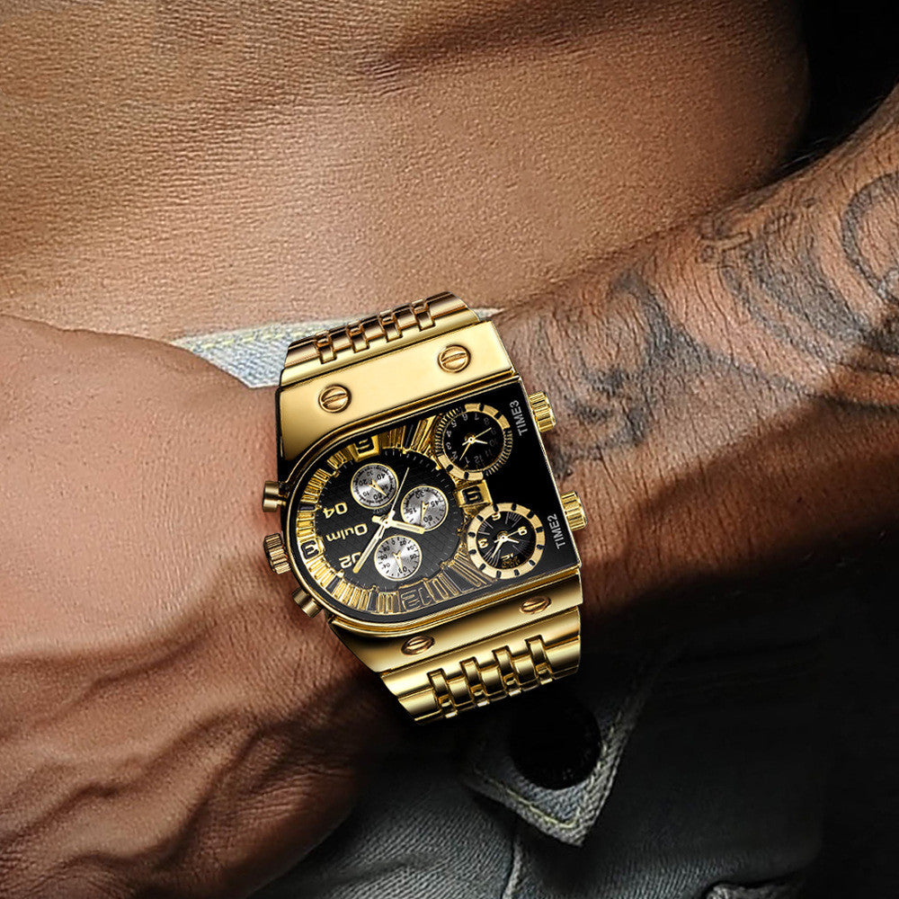 Lumineux hommes montre bracelet en acier Casual Gold