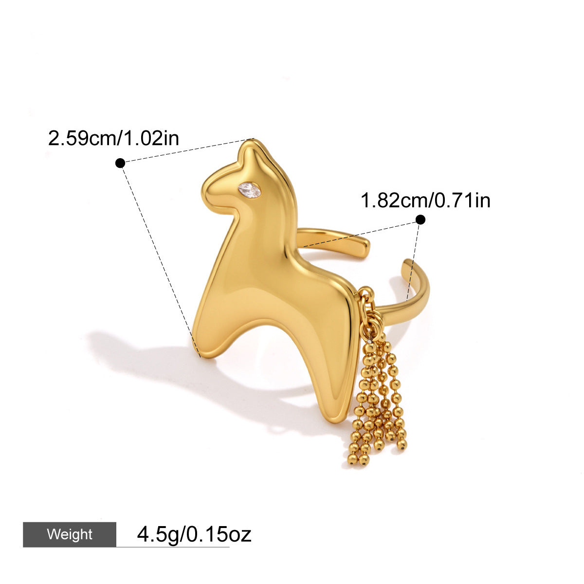 Petit cheval Titanium anneau en acier pour les femmes