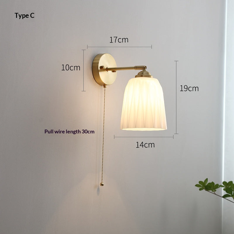 Lampe murale de couleur cuivre nordique style japonais Fond artistique mural lumière décorative