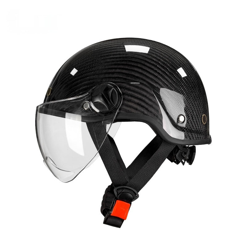 Fibre de carbone demi casque électrique moto moto d'été hommes et femmes équitation il