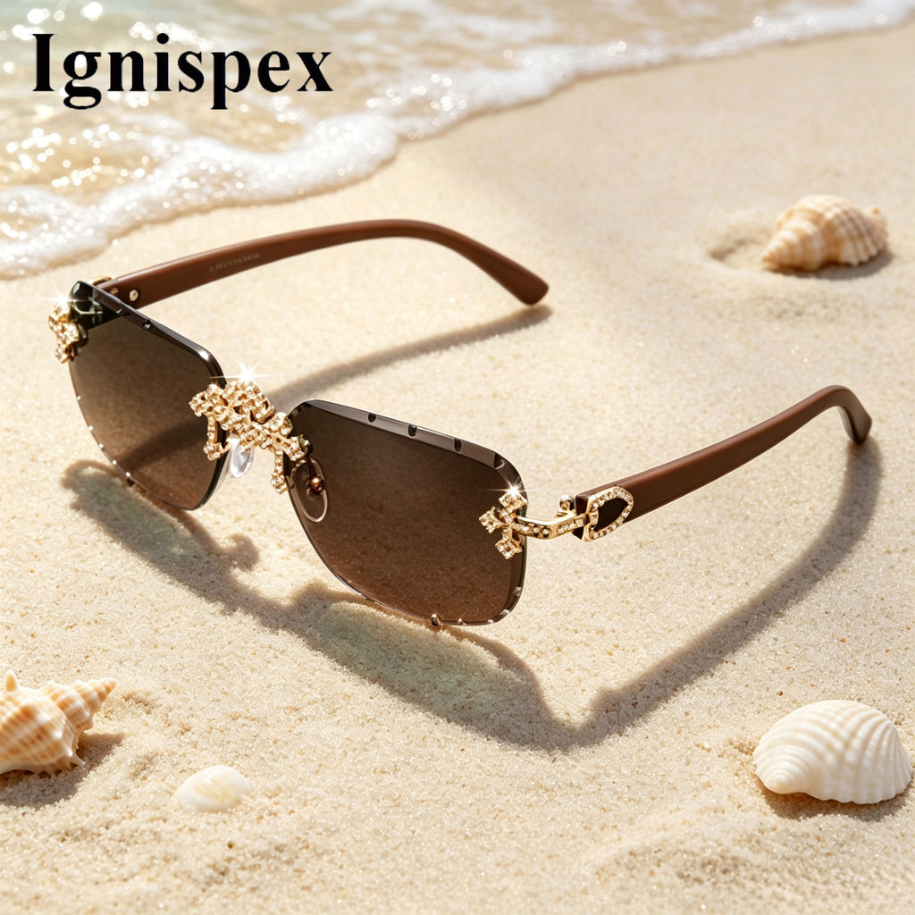 Lunettes de soleil sans cadre pour femmes carrées