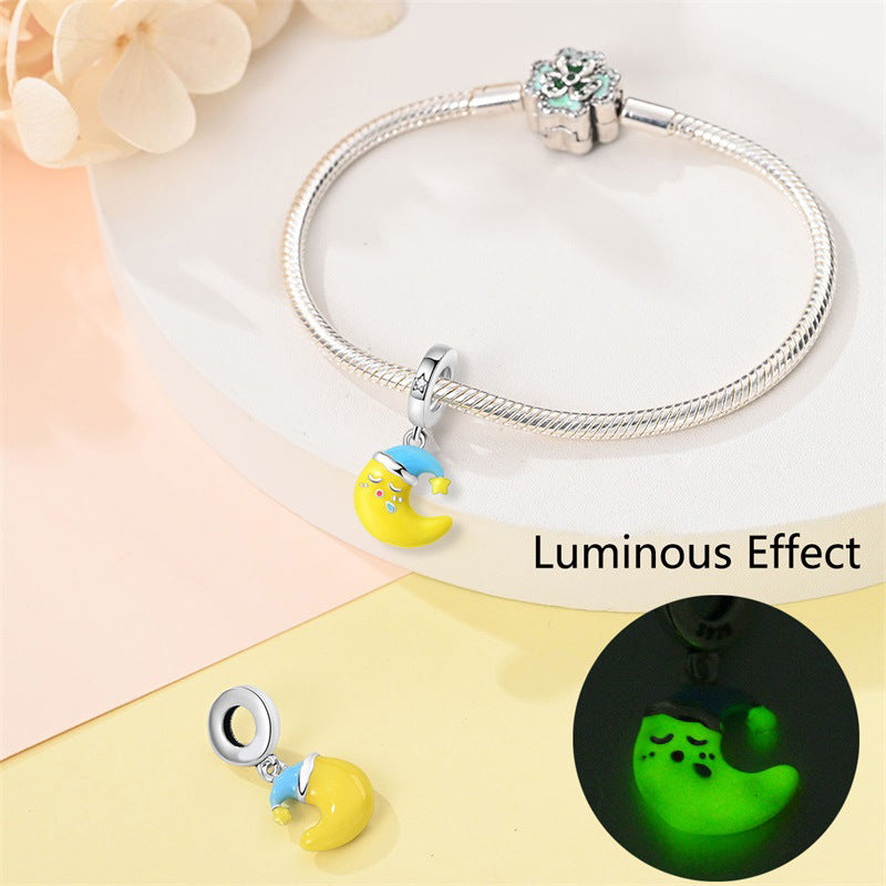 Bleu Lumineux Star et Lune Bricolage Pendentif Bracelet Accessoire