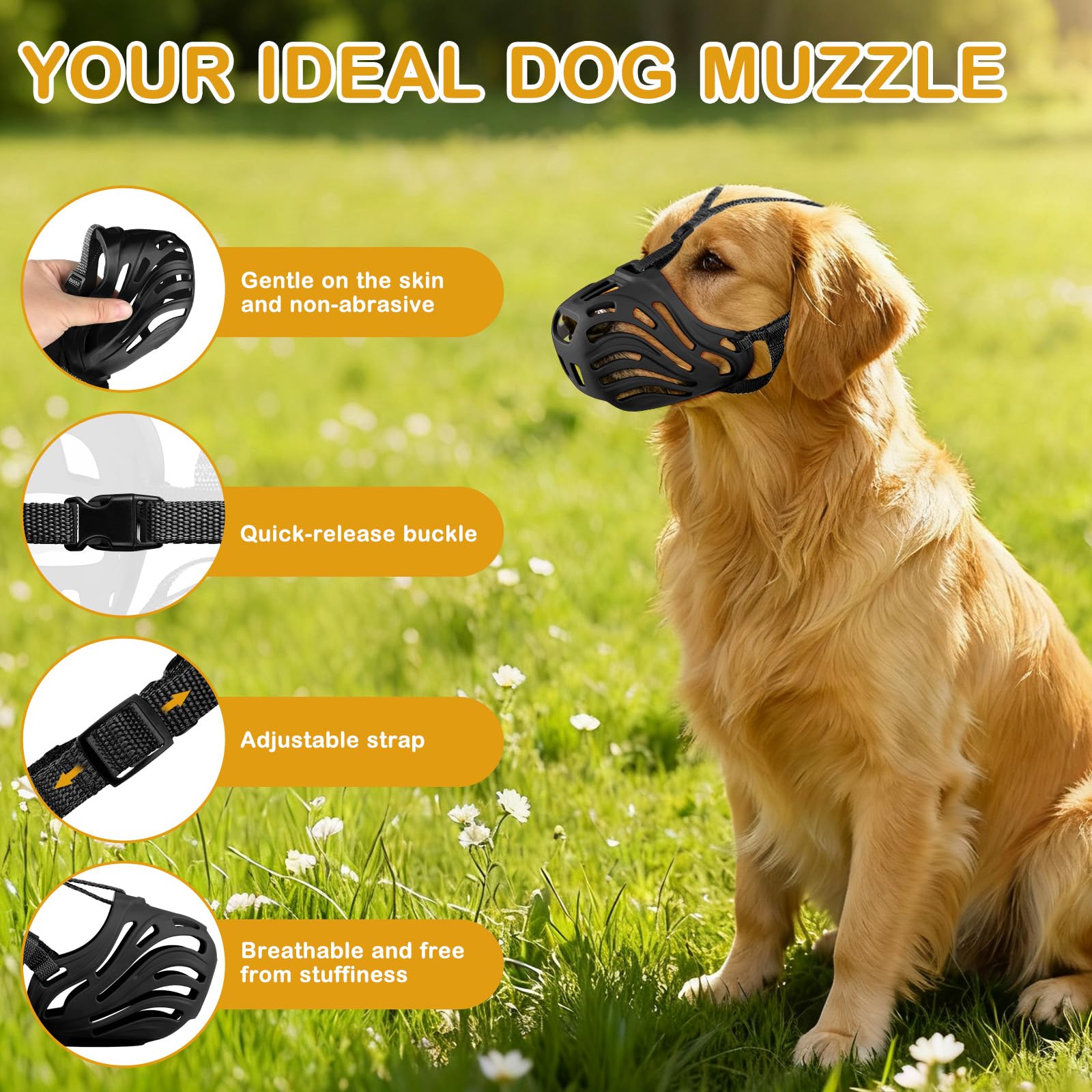 Muselière de chien, Muselière de chien respirante douce Chiens appropriés, Muselières de panier réglables
