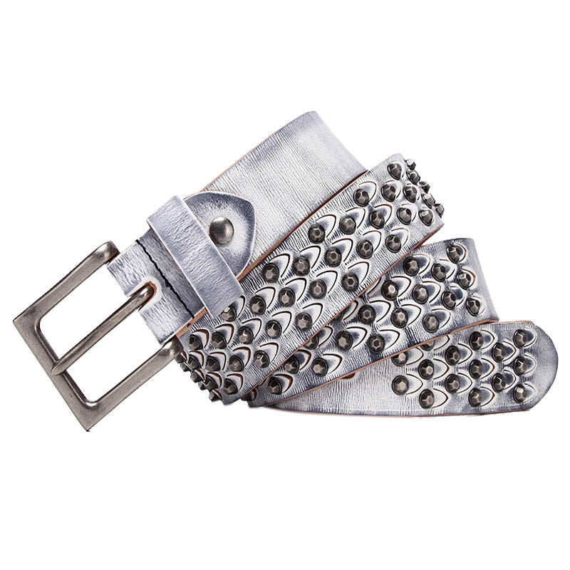 Ceinture de rivet distinctive pour femmes en cuir de vache pleine fleur