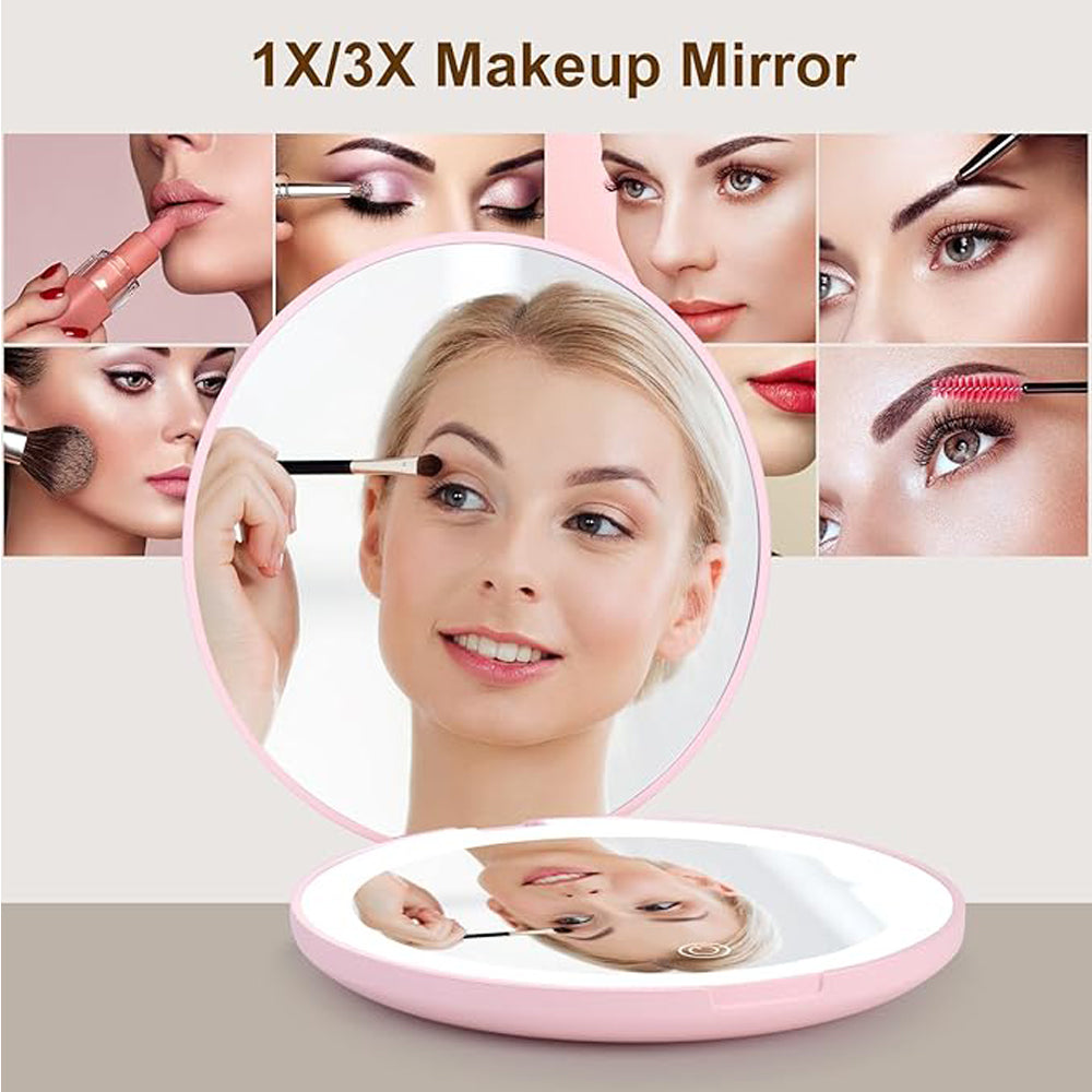 Miroir de maquillage de voyage avec lumière LED