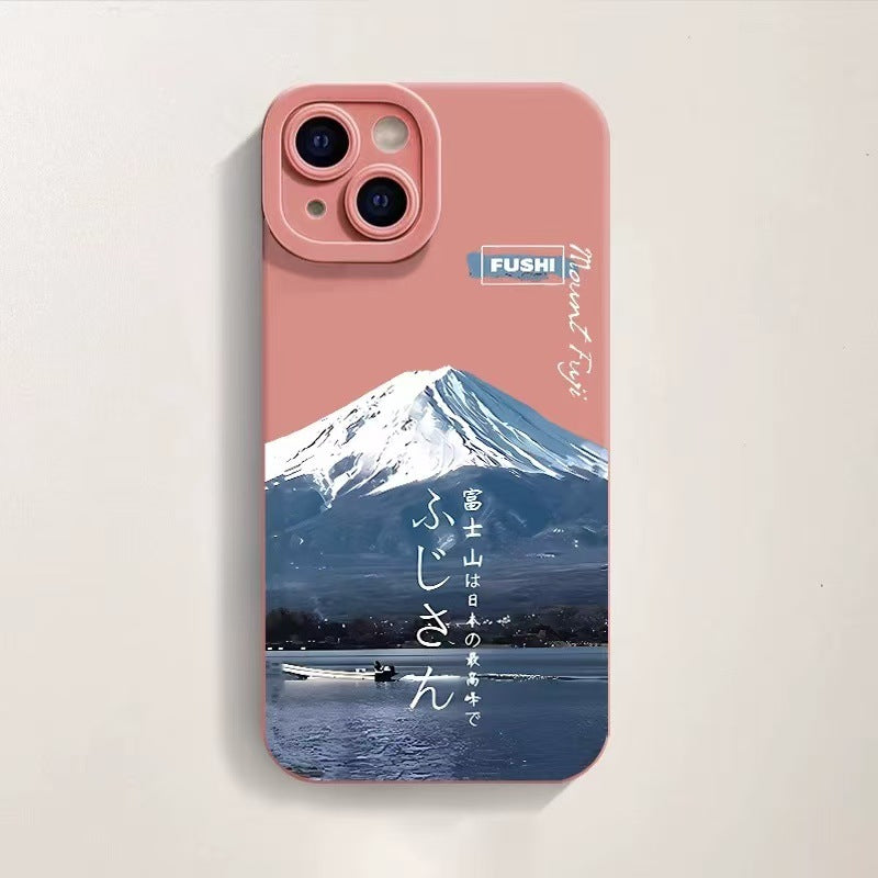 Boîtier de téléphone en silicone imprimé Fuji à monture créative et polyvalente