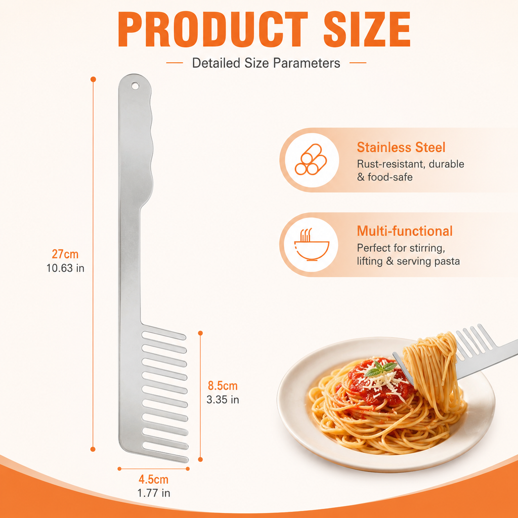 304 En acier inoxydable Fourche de pâtes Spaghetti Serveur alimentaire résistant à la rouille Noodle Spoo Kitc