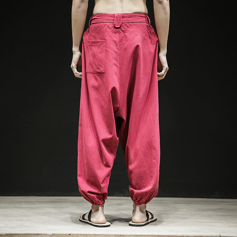 Pants de style chinois de printemps et d'été Largeur de bande élastique pour hommes