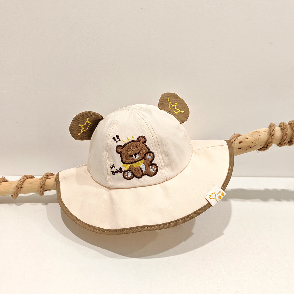 Pattern d'ours cartoon en couleur unique pour enfants brodé casual et mignon à large bord