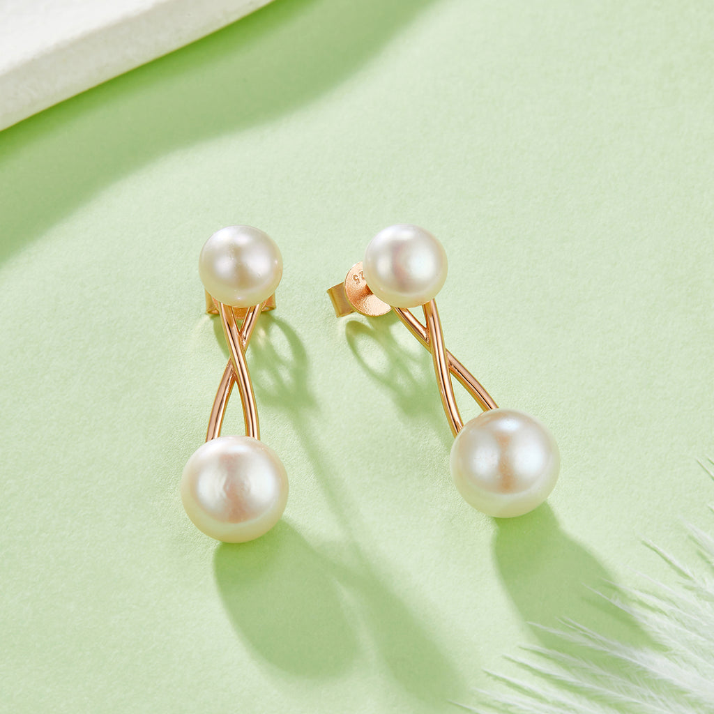 S925 Boucles d'oreilles en perles d'eau douce naturelles en argent sterling