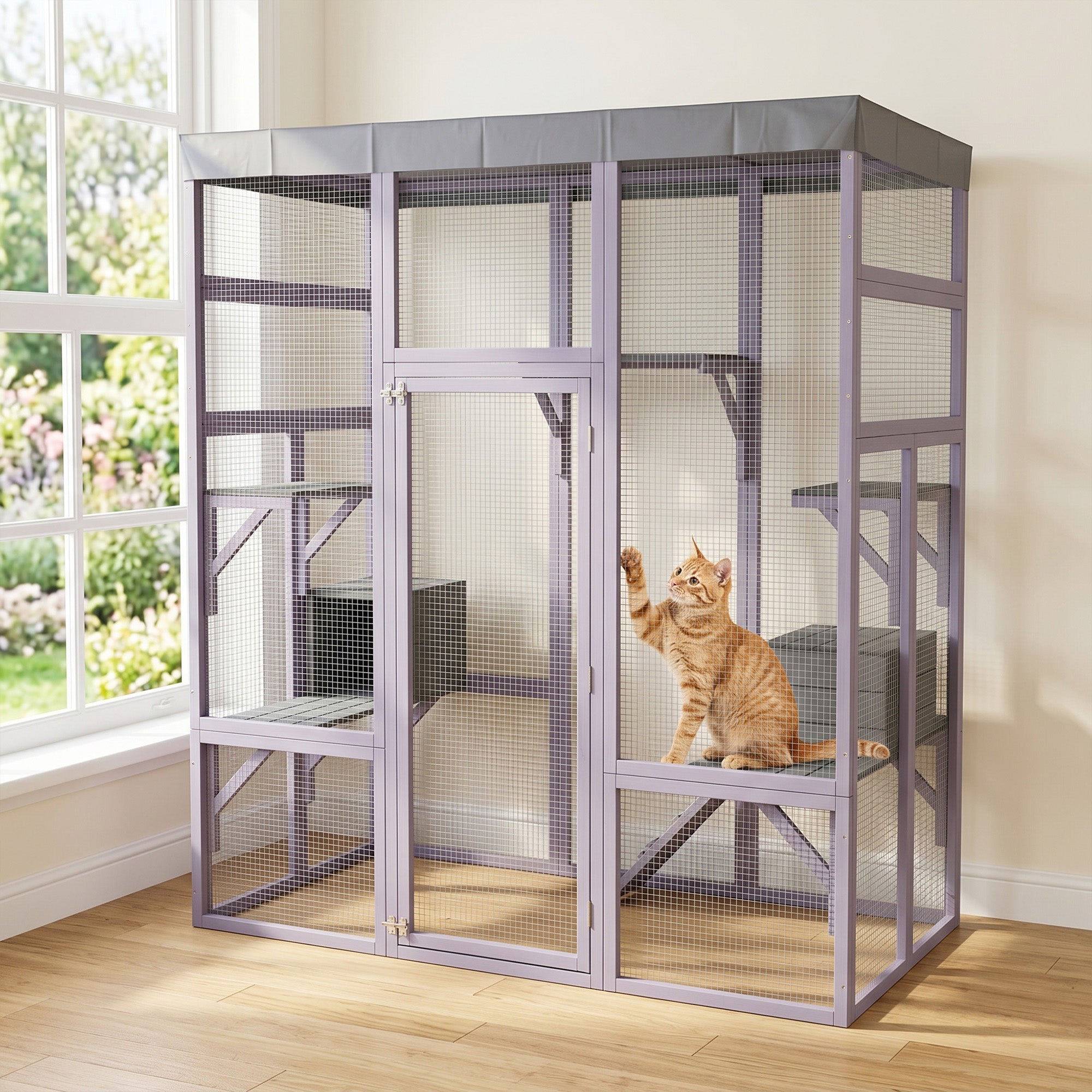 Catio extérieur en bois de 62.6" pour chats