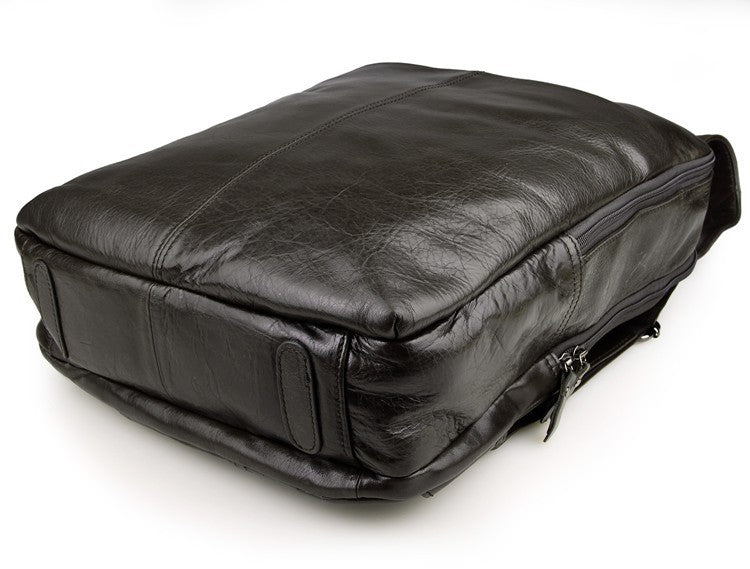 Top-grain leather laptop backpack