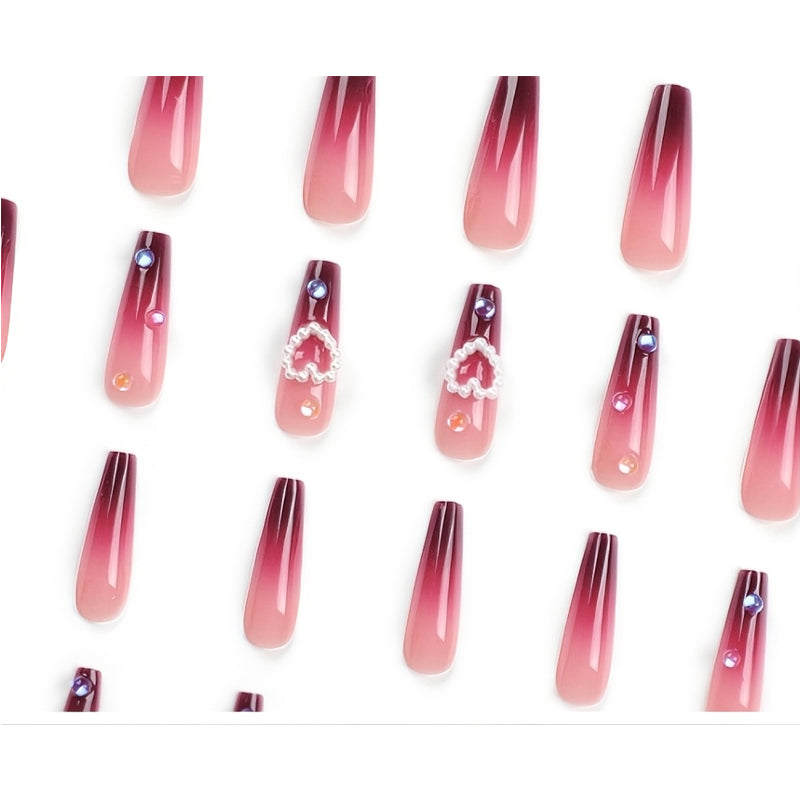 24 PCS Red Heart Nail Art
